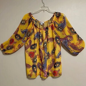 Sweet Pea Multi Colored Peasant Boho Top M